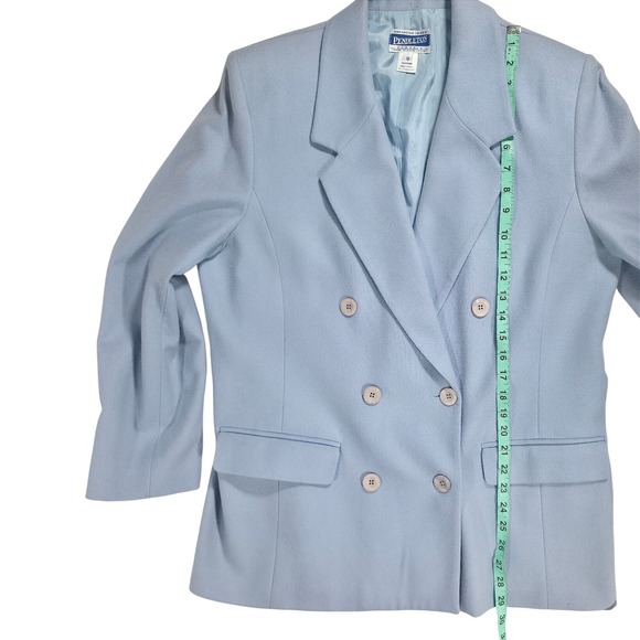 Pendleton Classic Wool Blazer Women's Size 12 Powder Blue Double Breasted - Picture 5 of 12